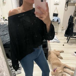 Brandy Melville Black Off-the-Shoulder Sweater